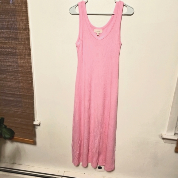 NWT L*space Jenna Pink Rib Knit Sleeveless Women's Midi Dress Size Medium 8/10 - Picture 2 of 10